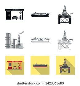 Vector illustration of oil and gas symbol. Set of oil and petrol stock vector illustration.