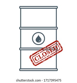 Vector illustration Oil industry Economic crisis. Crowded storage. Oil storage problem. Falling global oil demand. Market crash Drop prices to negative value Design for web