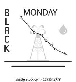 Vector illustration Oil industry. Falling prices. Economic crisis. Schedule drop in demand. Market. Trading on the exchange Increased production Equipment for oil production Design for web page, print