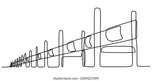 Ilustración vectorial de un tubo de aceite en un estilo de dibujo de una línea. Representación minimalista de la infraestructura petrolera.