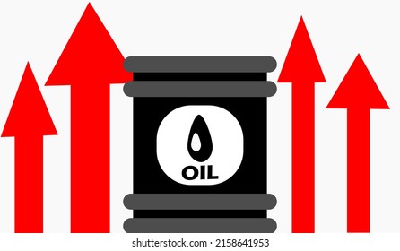 vector illustration oil price rising flat design oil barrel with red arrow good for your element design, background, symbol .