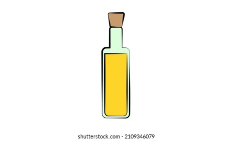 vector illustration. oil in a small bottle. yellow sunflower oil for frying and adding to salads. Vector graphics. image for design