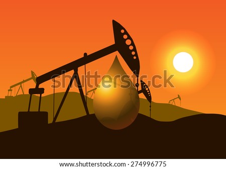 Vector Illustration. Oil well and oil drop.