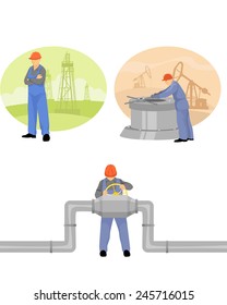 Vector illustration of a oilman background in  infrastructure