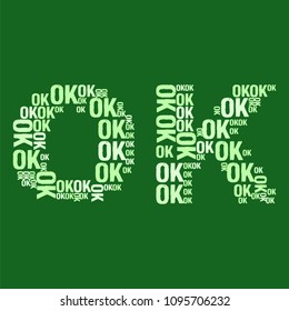 Vector illustration of OK sign word cloud sign