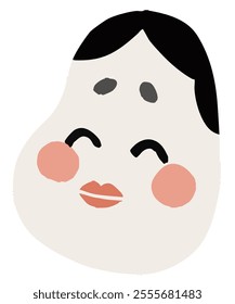 Vector illustration of Okame, a symbol of good fortune in Japan