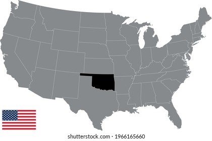 vector illustration of Oklahoma map with American flag