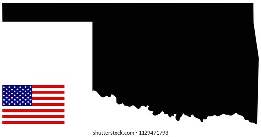 vector illustration of Oklahoma map with USA flag