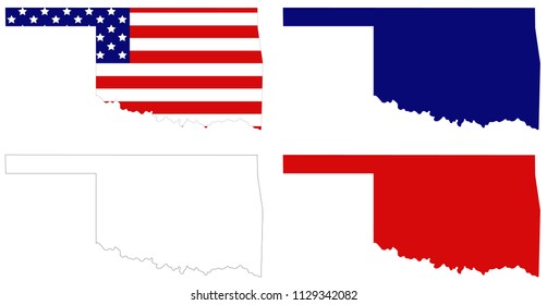 vector illustration of Oklahoma maps with USA flag