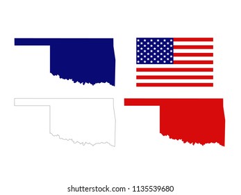 vector illustration of Oklahoma maps with USA flag