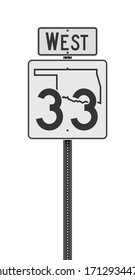 Vector illustration of the Oklahoma State Highway road sign on metallic post