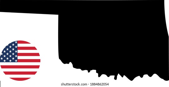 vector illustration of Oklahoma State map with American flag