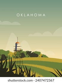 Vector illustration. Oklahoma, USA. Design for poster, banner, postcard. Tourism, travel.