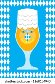 Vector illustration of Oktoberfest beer glass, banner, design element