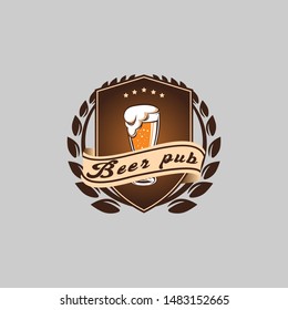Vector illustration of Oktoberfest with Beer pub's label.