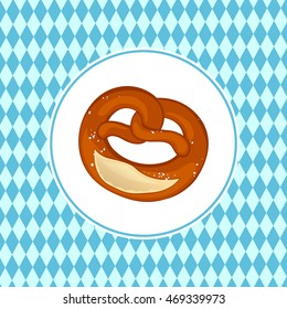 Vector Illustration of an Oktoberfest Celebration Background with Pretzel on Bavarian Flag