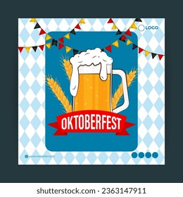 Vector illustration of Oktoberfest festival social media story feed mockup template