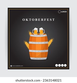 Vector illustration of Oktoberfest festival social media story feed mockup template