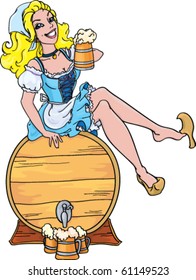 A vector illustration of Oktoberfest girl in dirndl dress