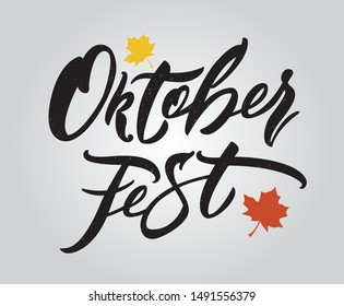 Vector illustration. Oktoberfest handwritten lettering. Oktoberfest typography vector design for greeting cards and poster. Beer Festival vector banner. Design template celebration. 