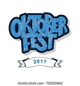 Vector illustration of Oktoberfest logotype. Oktoberfest celebration design on textured background. Happy Oktoberfest lettering typography. Hand sketched Oktoberfest icon. Beer festival badge