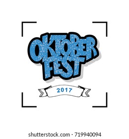 Vector illustration of Oktoberfest logotype. Oktoberfest celebration design on textured background. Happy Oktoberfest lettering typography. Hand sketched Oktoberfest icon. Beer festival badge