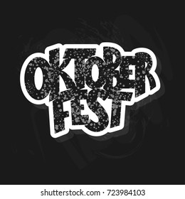 Vector illustration of Oktoberfest logotype. Oktoberfest celebration design on textured background. Happy Oktoberfest lettering typography. Hand sketched Oktoberfest icon. Beer festival badge