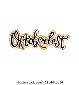 Vector illustration for Oktoberfest. Oktoberfest logotype. Handwritten lettering for card, poster, postcard, logo, sticker. Beer Festival vector poster with yellow contour.