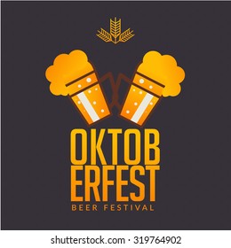 Vector illustration Oktoberfest  poster or greeting card and textured background. Beer festival celebration.