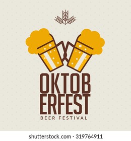 Vector illustration Oktoberfest  poster or greeting card and textured background. Beer festival celebration.