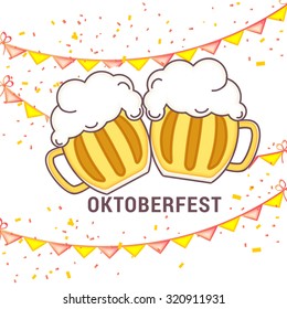 Vector illustration Oktoberfest poster or greeting card and textured background. Beer festival celebration.