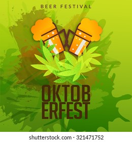 Vector illustration Oktoberfest poster or greeting card and textured background. Beer festival celebration.