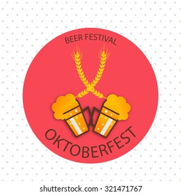 Vector illustration Oktoberfest poster or greeting card and textured background. Beer festival celebration.