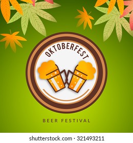 Vector illustration Oktoberfest poster or greeting card and textured background. Beer festival celebration.