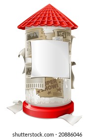 vector illustration of old advertising column with new blank announcement
