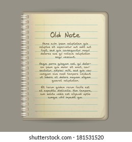 Vector illustration of an old aged note.
