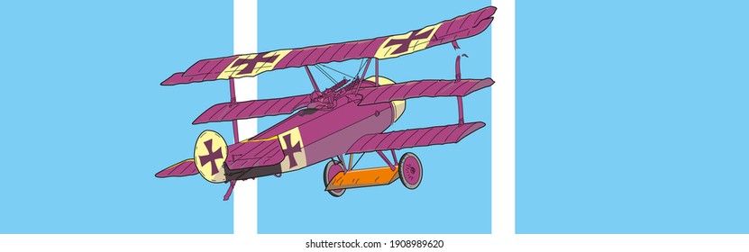 Vector illustration of an old airplane over celestial squares.