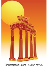 vector illustration of old architectural building
