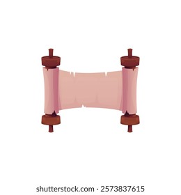 Vector illustration of old blank parchment scroll with torn edges on isolated background. Old papyrus, treasure map or letter. Suitable for game interface. Space for text.