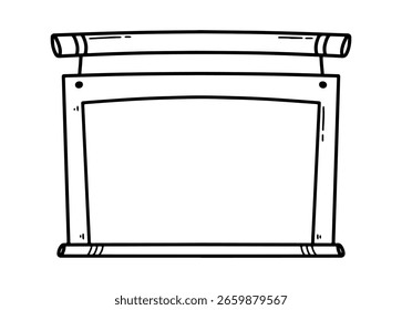 Vektorgrafik eines alten Buches mit einem leeren, leeren Rahmen und einem Whiteboard-Design für Ihre geschäftliche Nachrichtenanzeige