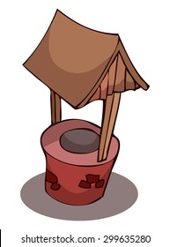 Vector Illustration of an old brick Well, perspective view from above.