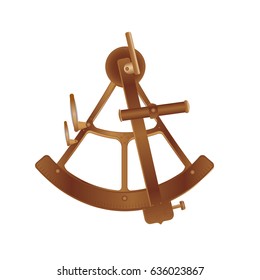 vector illustration. old bronze sextant isolated on white background