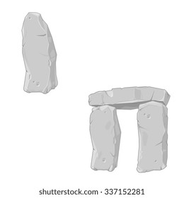 A vector illustration of old burial Stones.
Ancient Standing Stone Vector illustration
Historic structures made form stone.