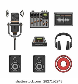 Vector illustration of old cameras binoculars and spy gadgets in black and white