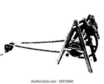 vector illustration of an old canal crank system.