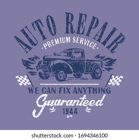 vector illustration of old car with text