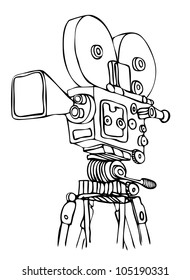 Vector illustration of the old cine camera