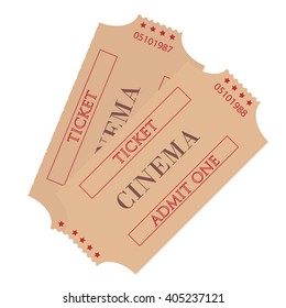 Vector illustration old cinema tickets for cinema. Retro cinema tickets isolated on white background