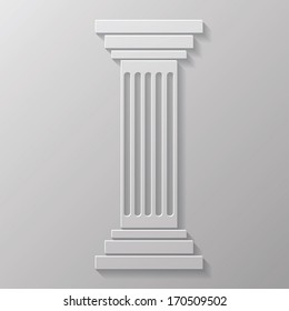 Vector Illustration with Old Column for Your Design. Grey Greek Pillar Icon