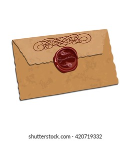 Vector illustration. Old congratulatory letter